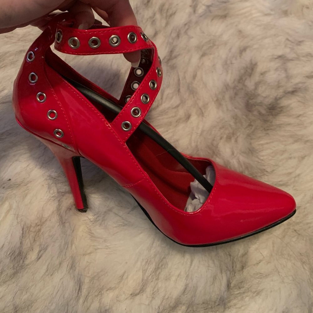 NIB, Pleaser brand red patent stuffed stilettos - size 8